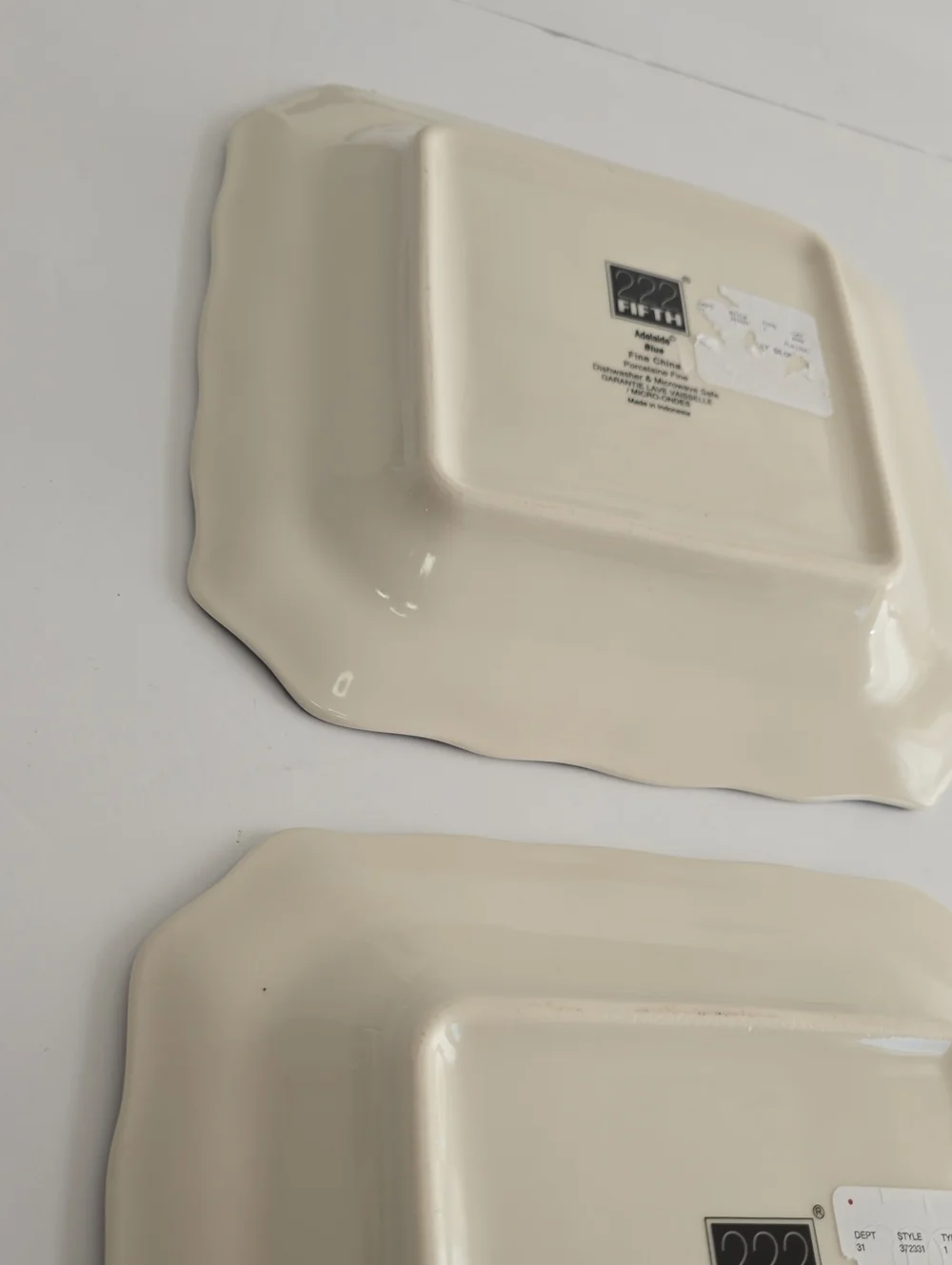 NWOT 222 Fifth Set Of 2 Adelaide Blue Fine China Salad Plates Square Porcelain